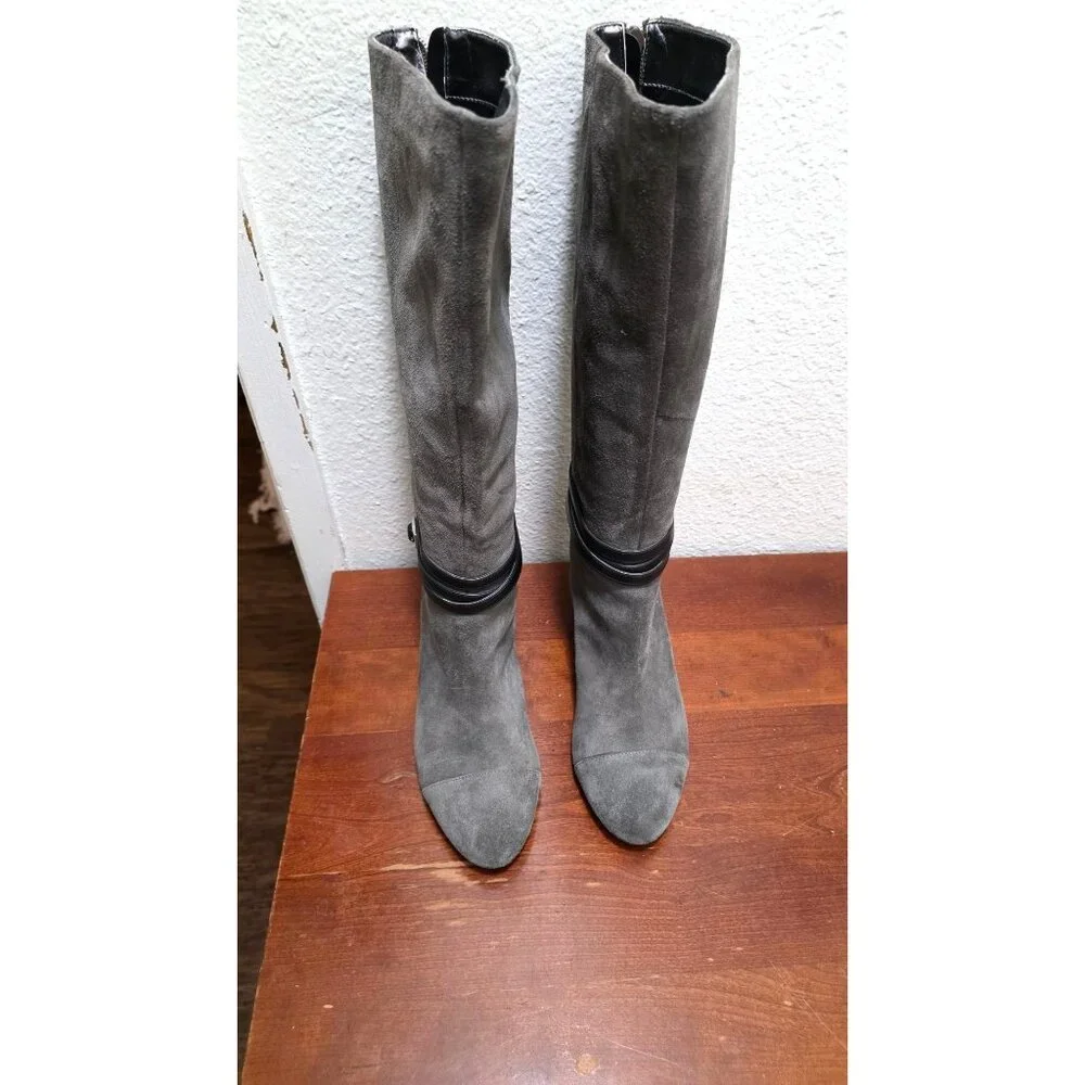 Julianne Hough For Sole Society Nila Women's 8.5BGray Knee-High Suede Wedge Boot